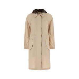 Burberry Women Cream Stretch Nylon Newbury Parka Coat